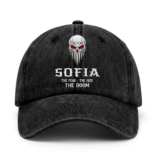 Your Name The Fear The Fate The Doom Skull Washed Cap SOFIA 13K1 C98PF