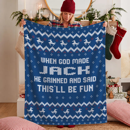 When God Made Your Name Navy Fleece Blanket JACK 13K1 BK32