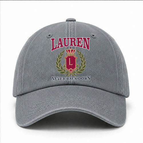 Your Name Never Back Down Royal Washed Cap LAUREN 13K1 C77PF