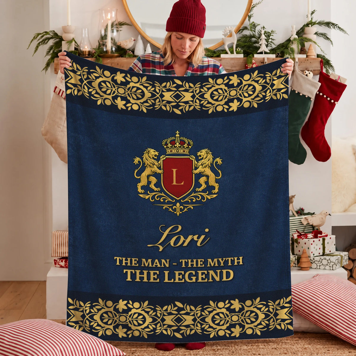 The Man The Myth The Legend Luxury Navy Fleece Blanket LORI 13K1 BK35