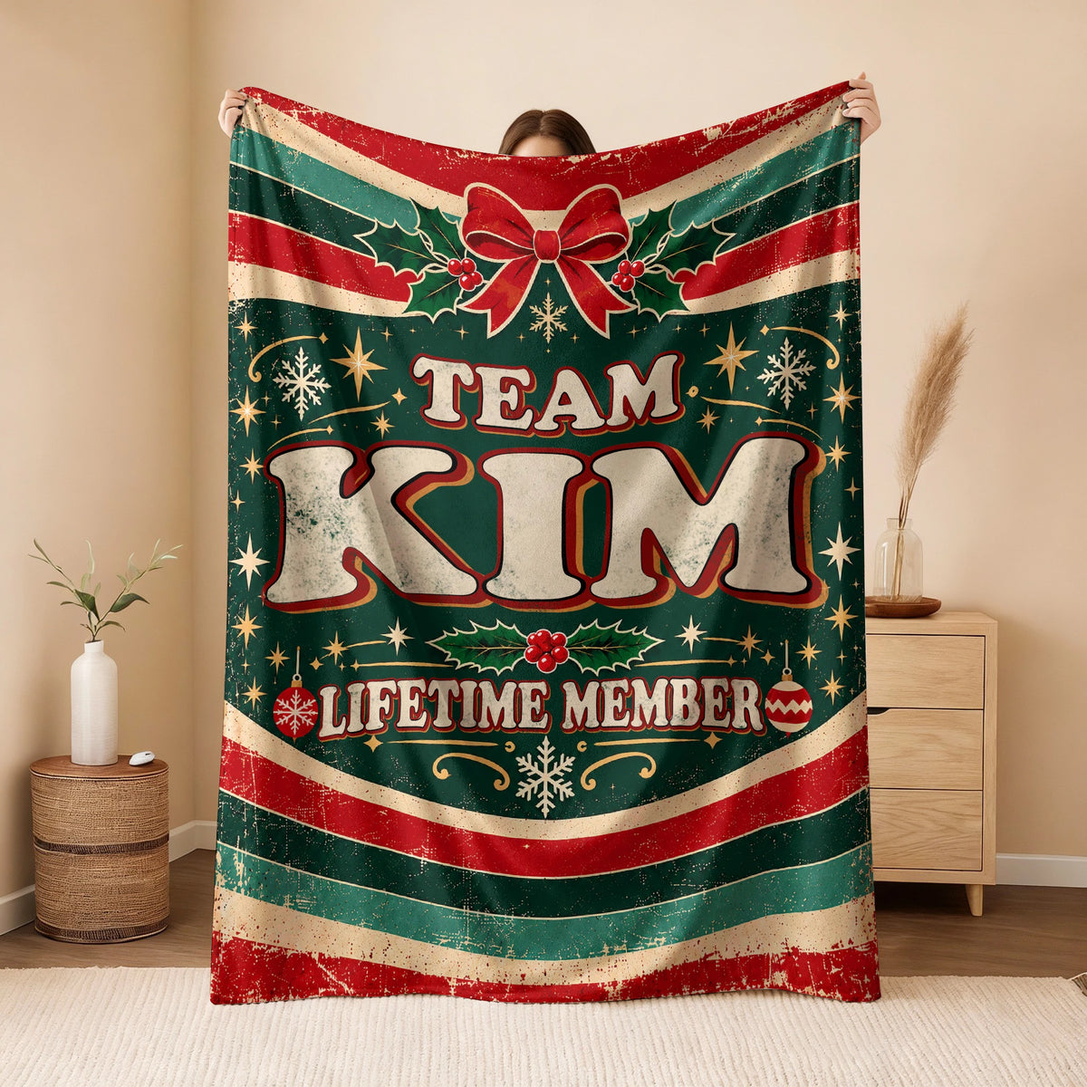 Team Your Name Lifetime Member Christmas Fleece Blanket KIM 13K1 BK52