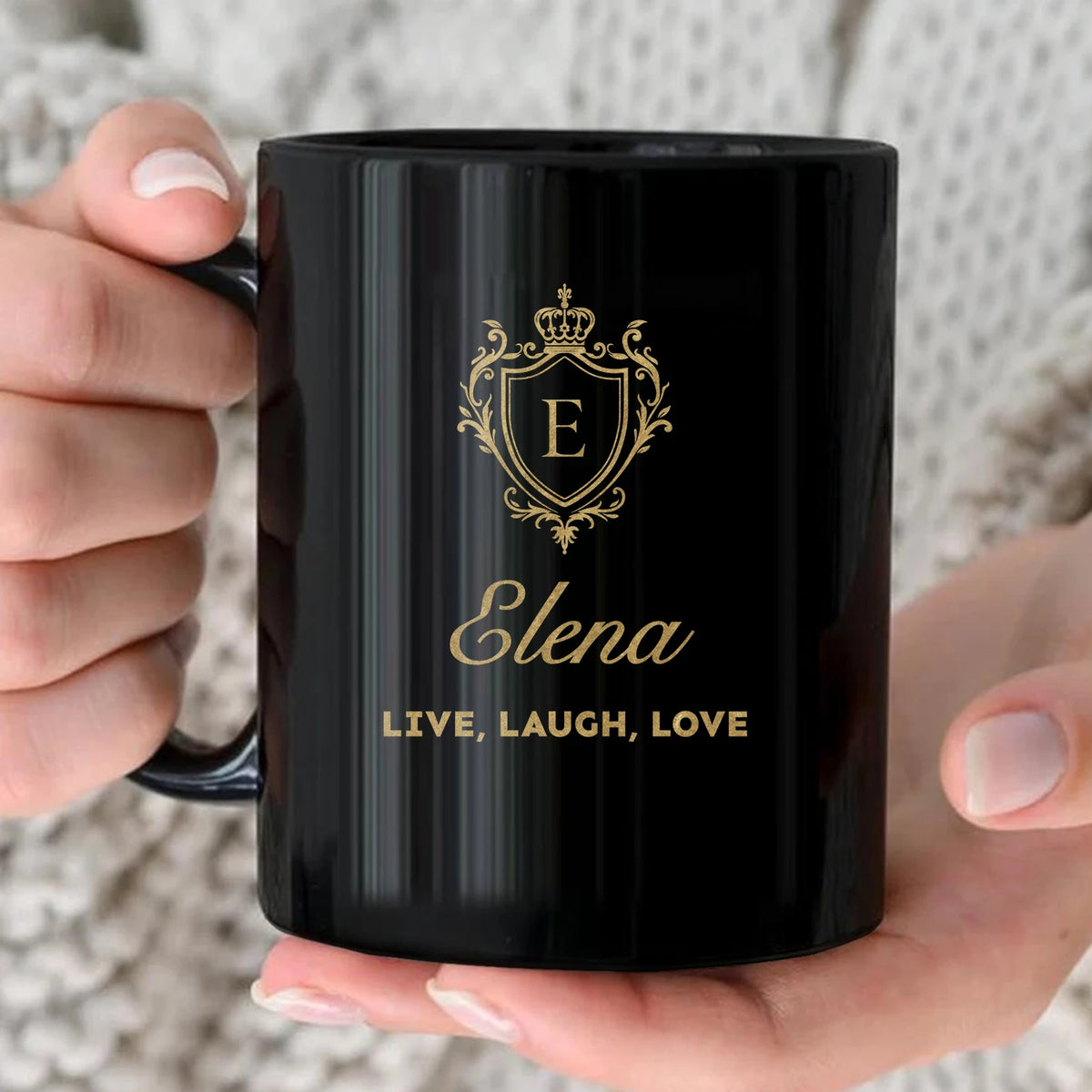 Your Name Live Laugh Love Luxury Champagne Gold Mug ELENA 13K1 MG10