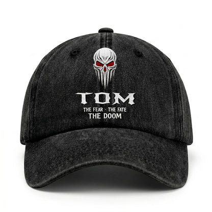 Your Name The Fear The Fate The Doom Skull Washed Cap TOM 13K1 C98PF