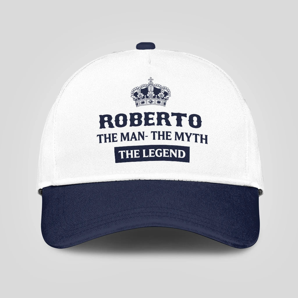 The Man The Myth The Legend King Crown Blue And White Cap ROBERTO 13K1 C147PF