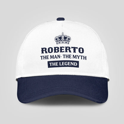 The Man The Myth The Legend King Crown Blue And White Cap ROBERTO 13K1 C147PF