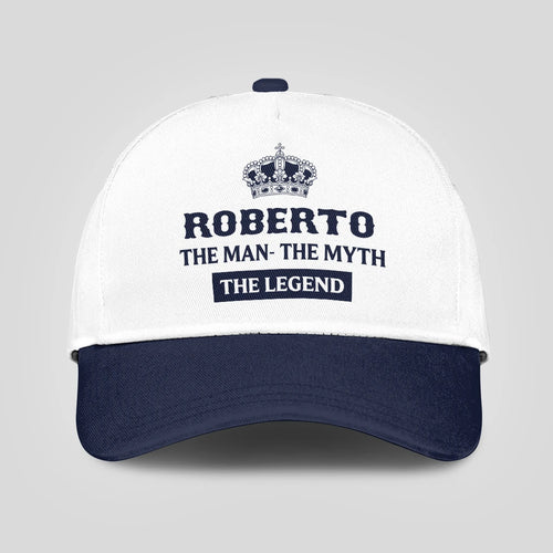 The Man The Myth The Legend King Crown Blue And White Cap ROBERTO 13K1 C147PF