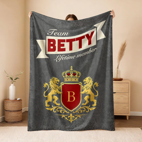 Team Your Name Lifetime Member Charcoal Blanket BETTY 13K1 BK20