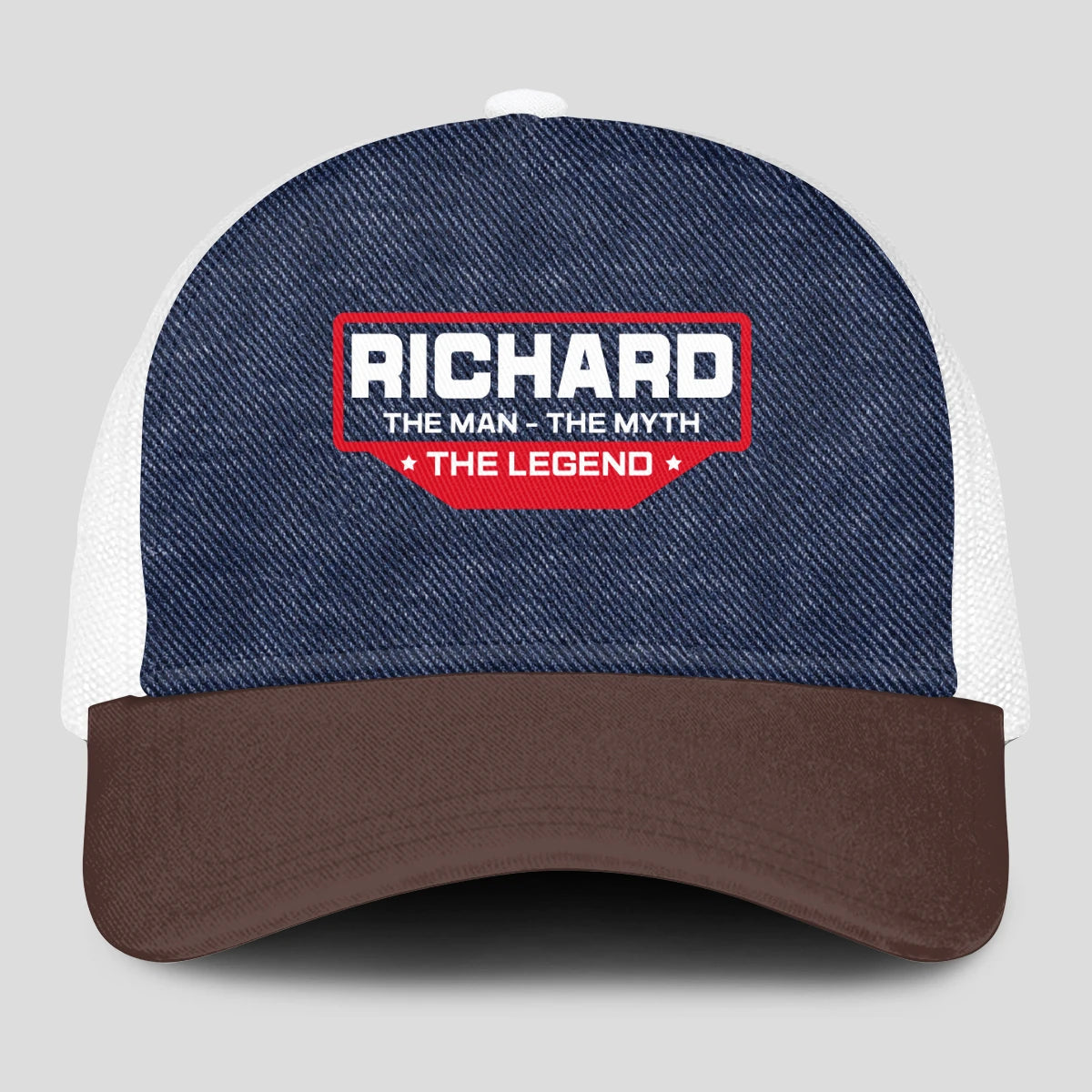The Man The Myth The Legend Navy Brown And White Mesh Cap RICHARD 13K1 C200PF