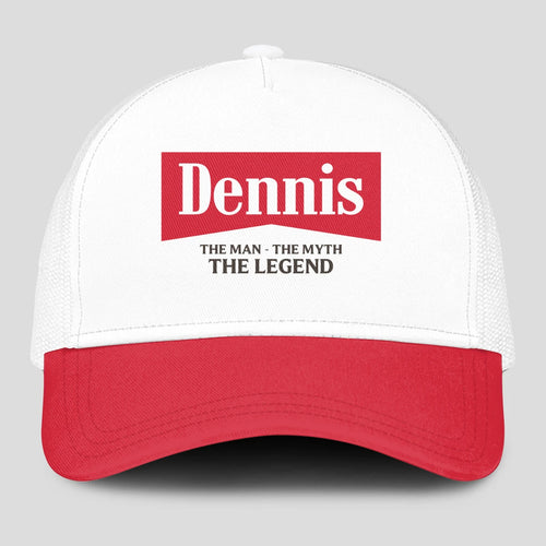 The Man The Myth The Legend Red And White Mesh Cap DENNIS 13K1 C197PF