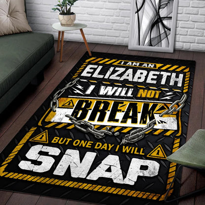 ELIZABETH Motivational Rug – Black & Yellow Quote Carpet for Living Room 13K1-AR1
