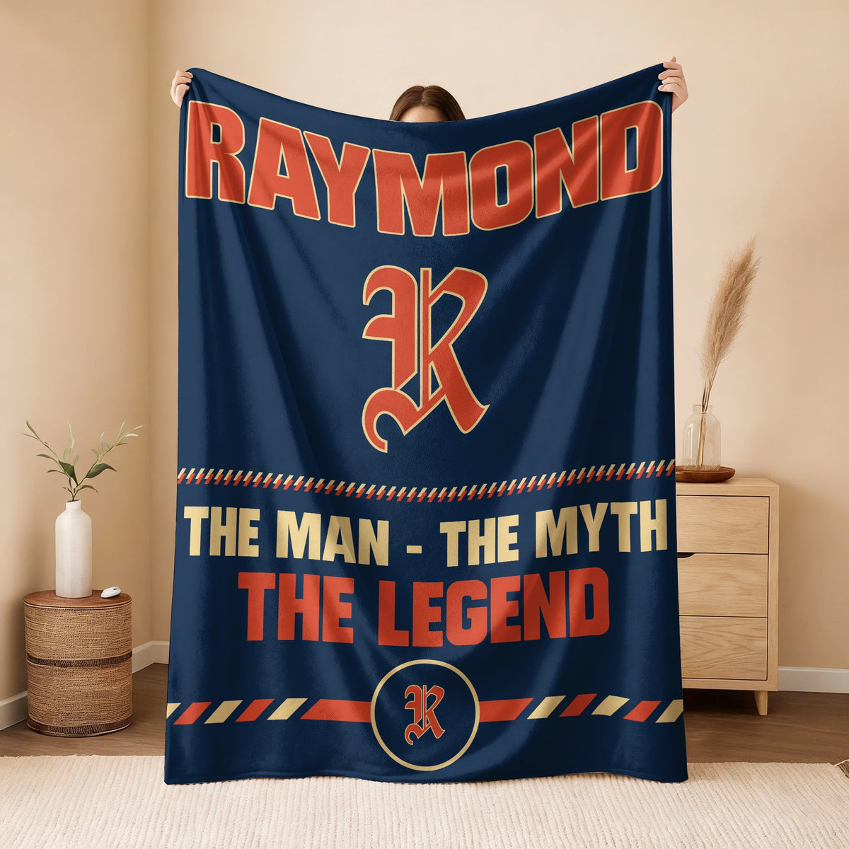 The Man The Myth The Legend Retro Fleece Blanket RAYMOND 13K1 BK53