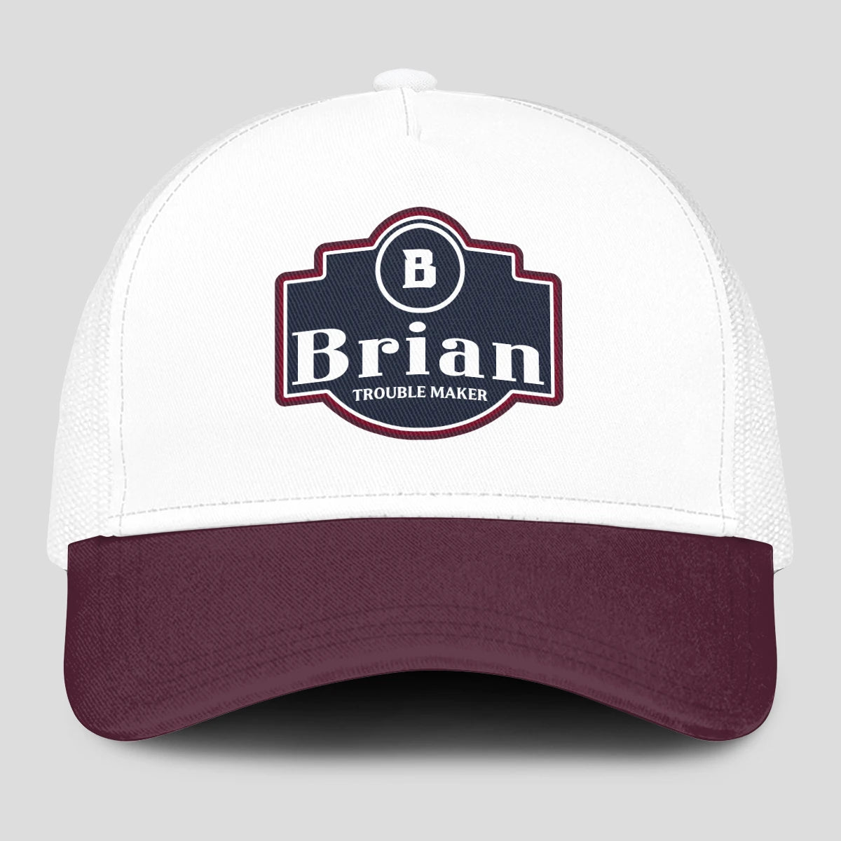 Trouble Maker Burgundy And White Funny Mesh Cap BRIAN 13K1 C201PF