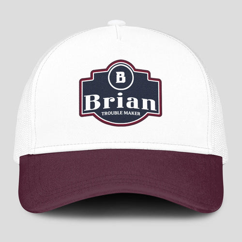 Trouble Maker Burgundy And White Funny Mesh Cap BRIAN 13K1 C201PF