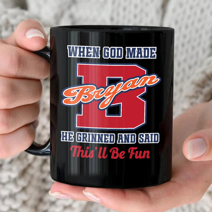 When God Made Your Name Personalized Baseball Mug BRYAN 13K1 MG07