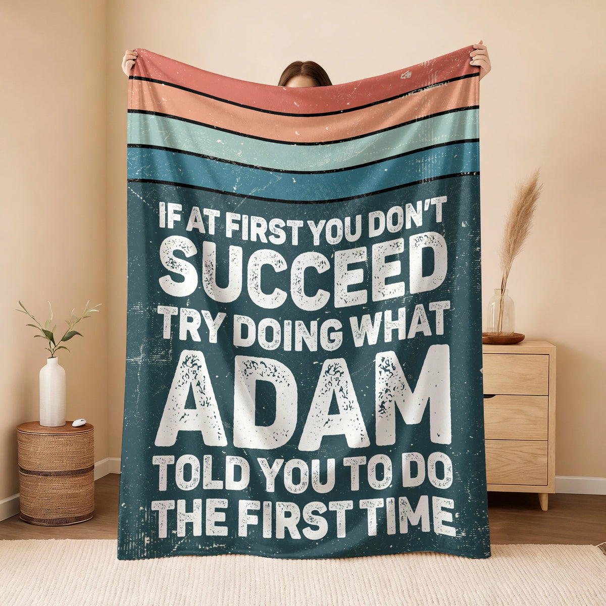 If At First You Don’t Succeed Retro Green Fleece Blanket ADAM 13K1 BK29