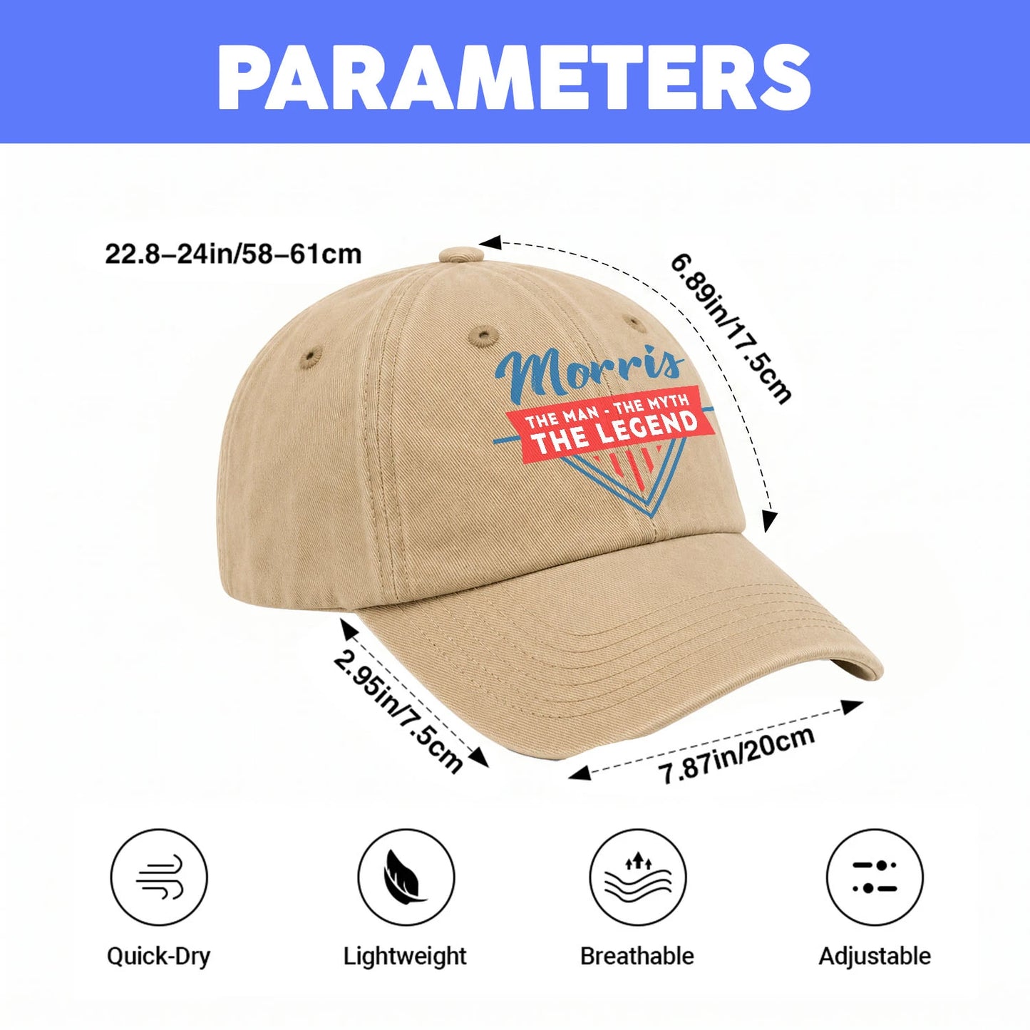 The Man The Myth The Legend Logo Washed Cap MORRIS 13K1 C37PF