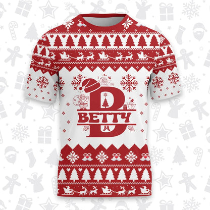 BETTY Personalized Christmas T-Shirt Pajama Set - Holiday Gift Outfit 13K1-CR2