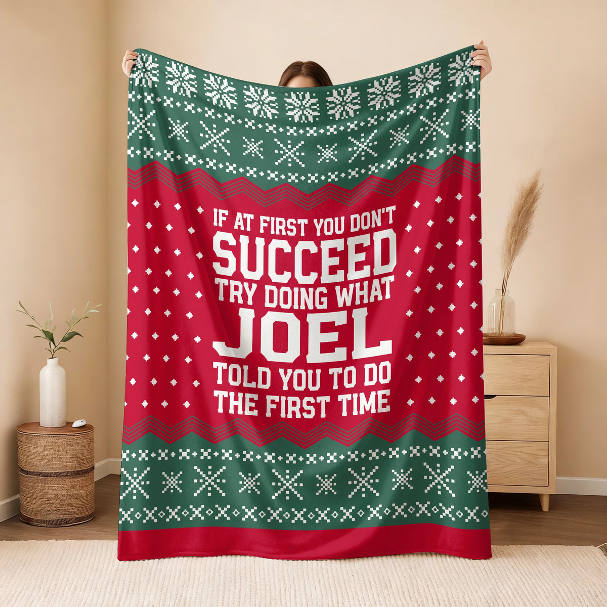 If At First You Don’t Succeed Red Green Christmas Fleece Blanket JOEL 13K1 BK28