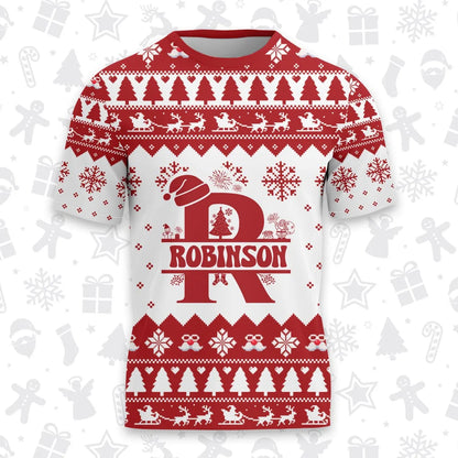 ROBINSON Personalized Christmas T-Shirt Pajama Set - Holiday Gift Outfit 13K1-CR2