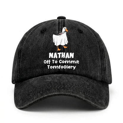 Off To Commit Tomfoolery Funny Goose Washed Cap NATHAN 13K1 C131PF