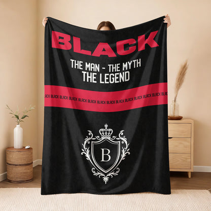 The Man The Myth The Legend Black Red Fleece Blanket BLACK 13K1 BK14