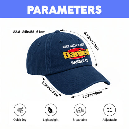 Keep Calm & Let Your Name Handle It Yellow And Red Logo Washed Cap DANIEL 13K1 C172PF