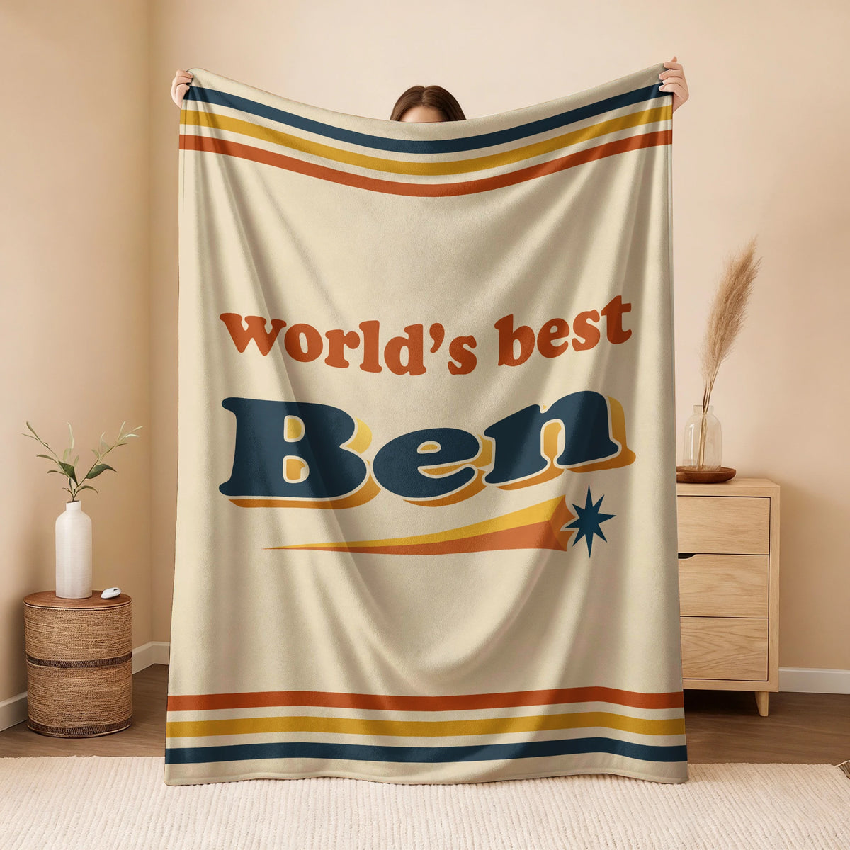 World's Best Your Name Retro Fleece Blanket BEN 13K1 BK64