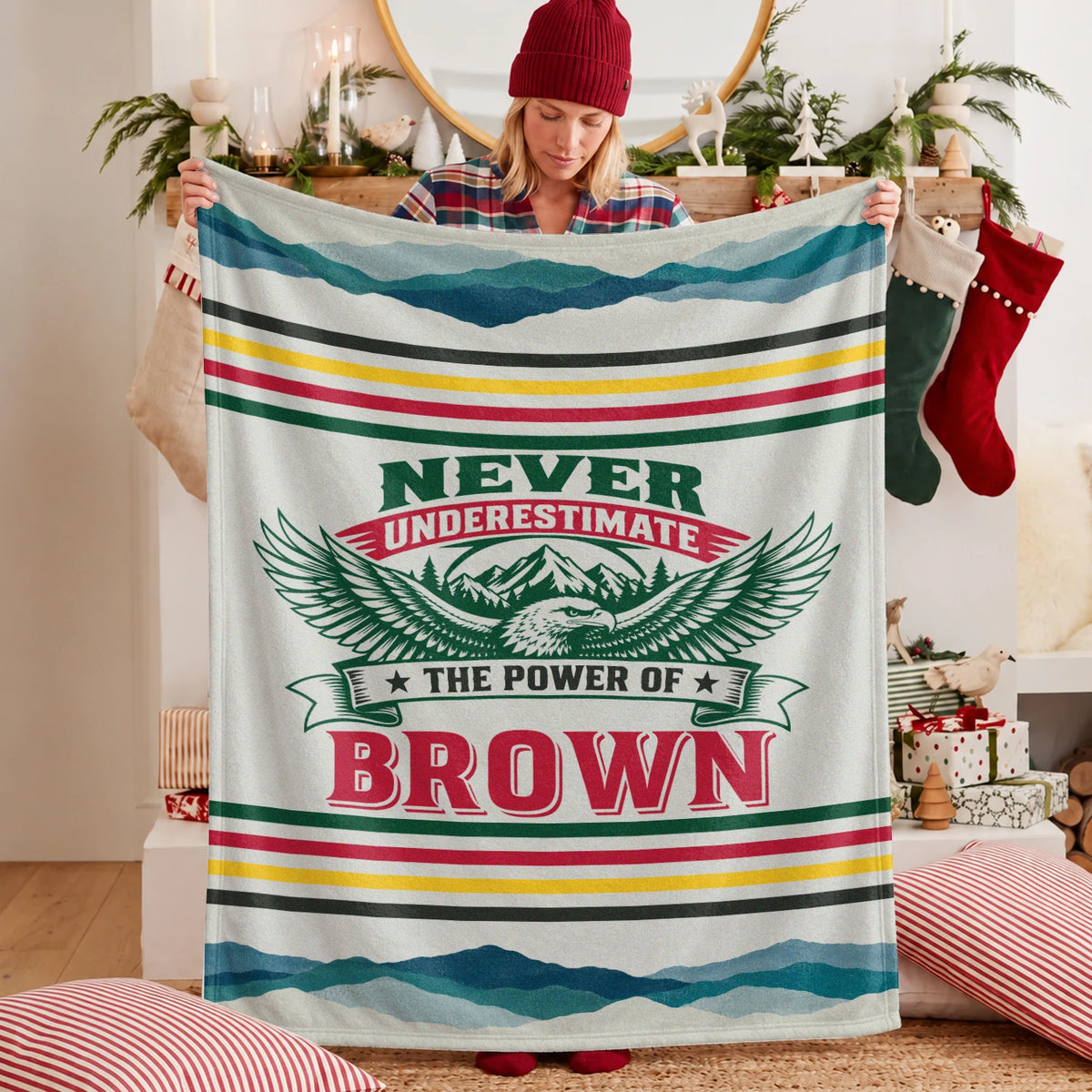 Never Underestimate Your Name Vintage Mountain Fleece Blanket BROWN 13K1 BK44