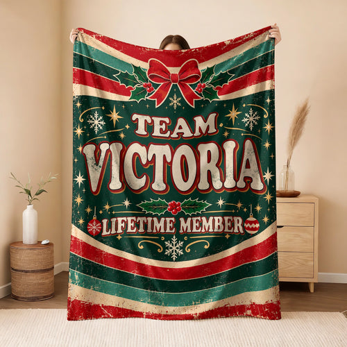 Team Your Name Lifetime Member Christmas Fleece Blanket VICTORIA 13K1 BK52