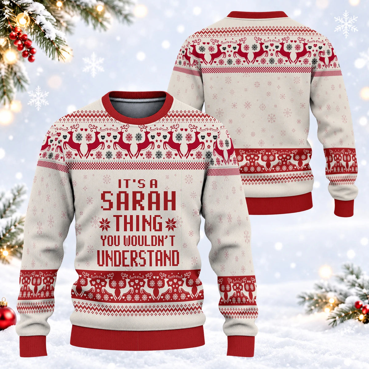 It's A Your Name Thing Red Christmas Ugly Sweater SARAH 13K1 UG09