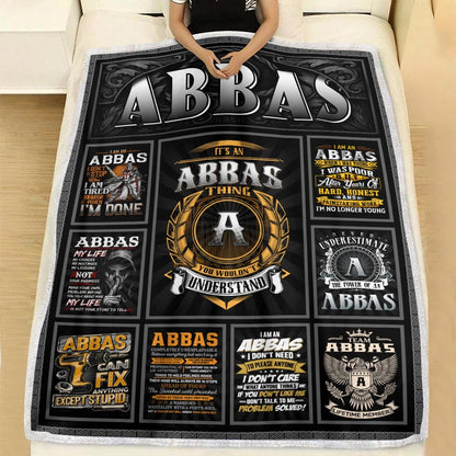 ABBAS Personalized Blanket | Custom Name Cozy Throw Gift 13K4-BK2