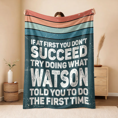 If At First You Don’t Succeed Retro Green Fleece Blanket WATSON 13K1 BK29