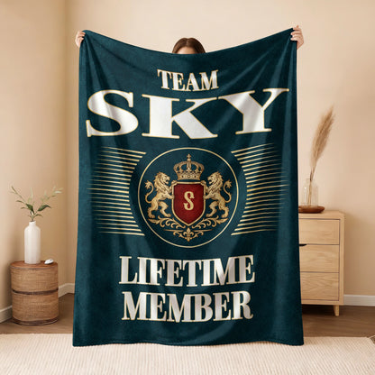 Team Your Name Lifetime Member Sage Green Fleece Blanket SKY 13K1 BK42