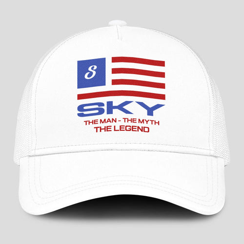 The Man The Myth The Legend America Flag Mesh Cap SKY 13K1 C193PF