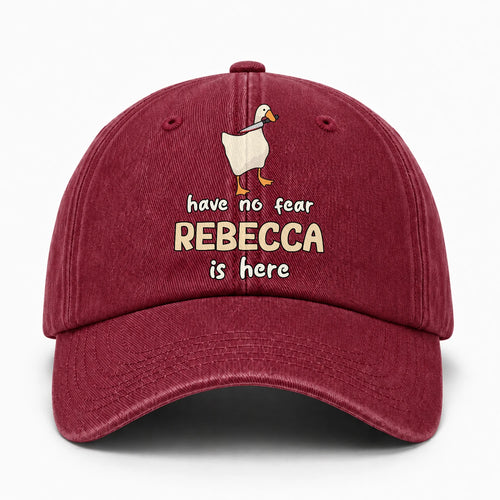 Have No Fear Your Name Is Here Funny Goose Burgundy Washed Cap REBECCA 13K1 C127PF