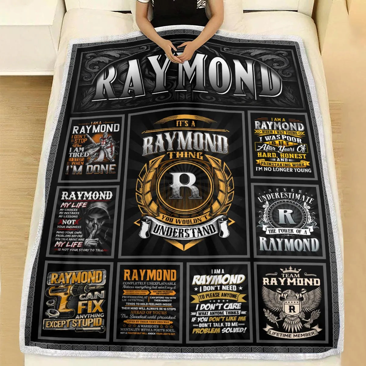 RAYMOND Personalized Blanket | Custom Name Cozy Throw Gift 13K1-BK2