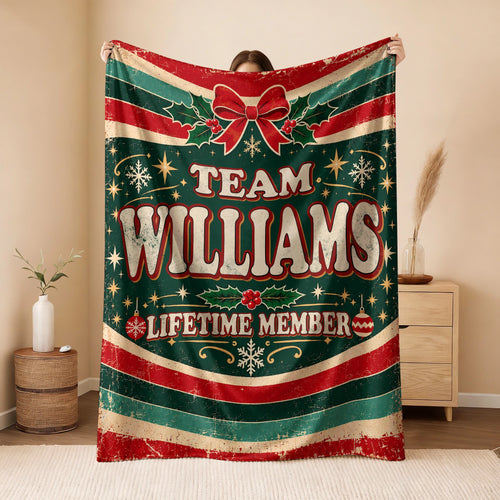 Team Your Name Lifetime Member Christmas Fleece Blanket WILLIAMS 13K1 BK52