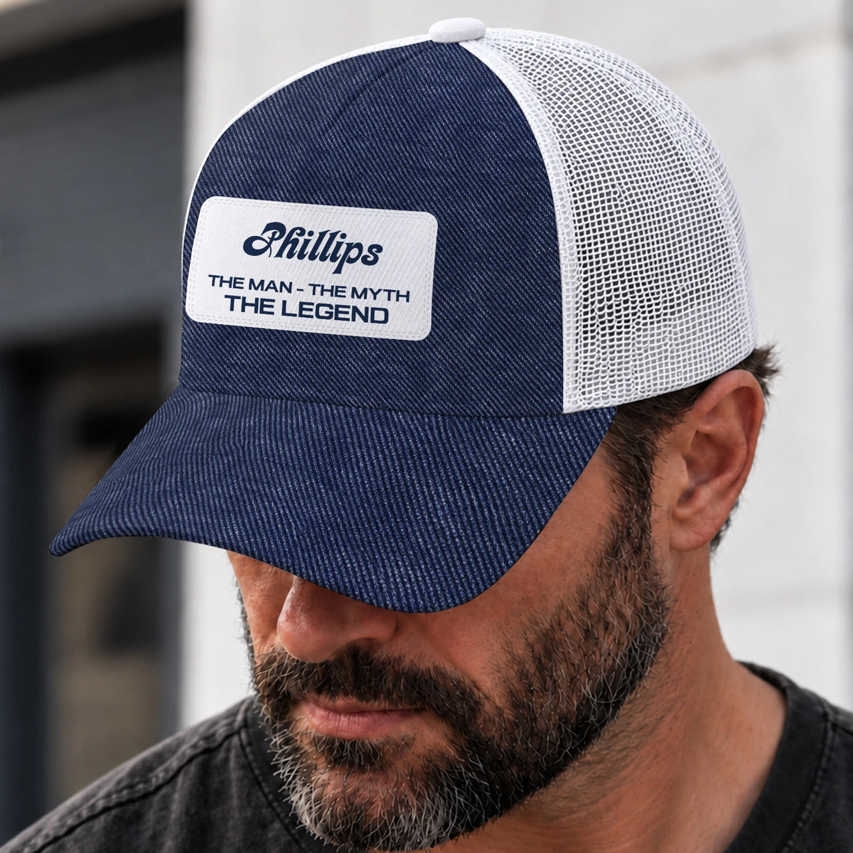 The Man The Myth The Legend Blue Denim Mesh Cap PHILLIPS 13K1 C194PF