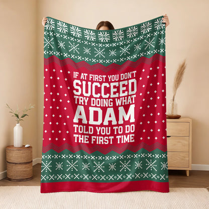 If At First You Don’t Succeed Red Green Christmas Fleece Blanket ADAM 13K1 BK28