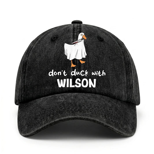 Don't Duck With Your Name Funny Washed Cap WILSON 13K1 C129PF