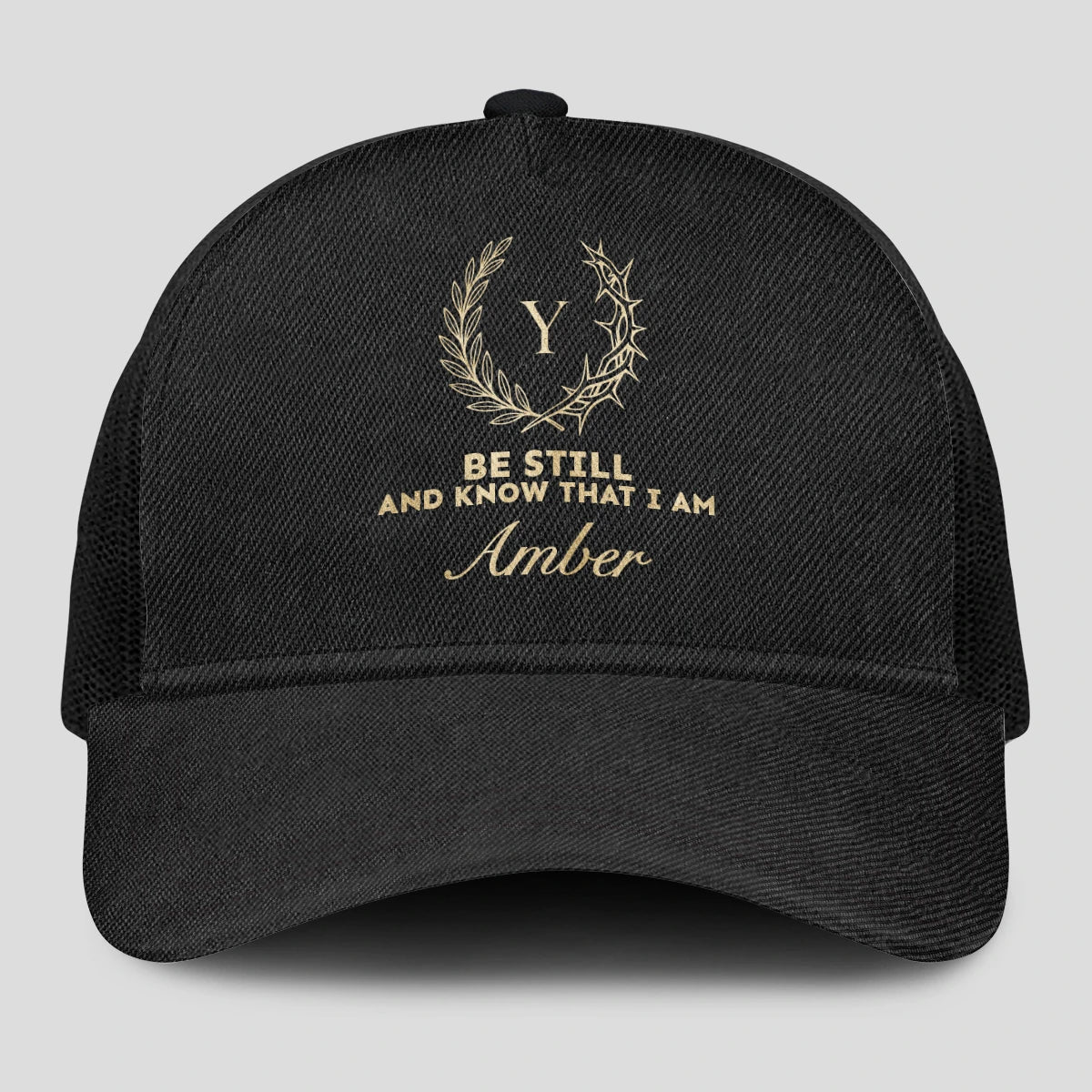 Be Still And Know That I Am Name Black Mesh Cap AMBER 13K1 C202PF