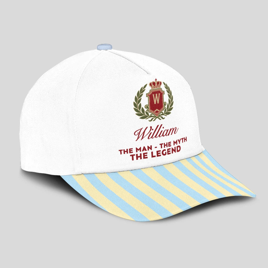 The Man The Myth The Legend Blue And Yellow Striped Beach Cap WILLIAM 13K1 C118PF