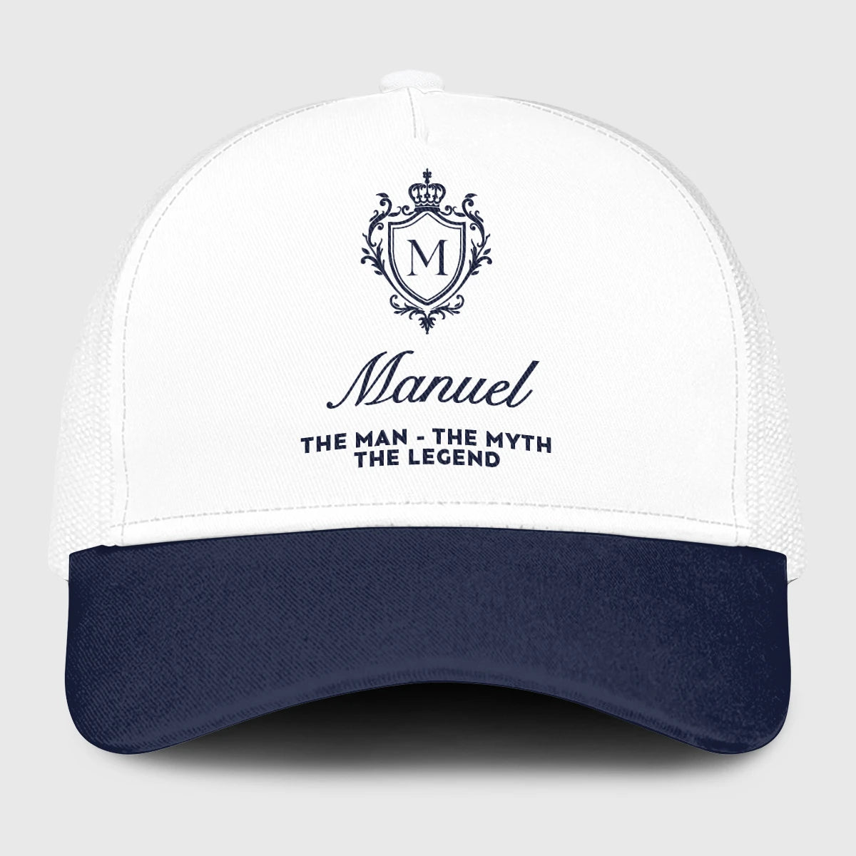 The Man The Myth The Legend Blue And White Baseball Mesh Cap MANUEL 13K1 C186PF