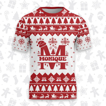 MONIQUE Personalized Christmas T-Shirt Pajama Set - Holiday Gift Outfit 13K1-CR2