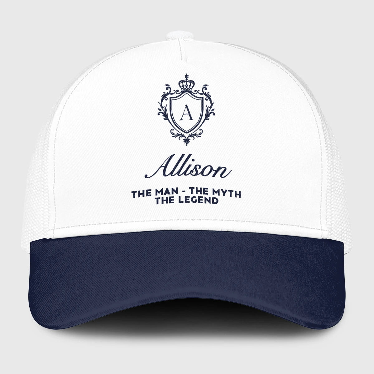 The Man The Myth The Legend Blue And White Baseball Mesh Cap ALLISON 13K1 C186PF