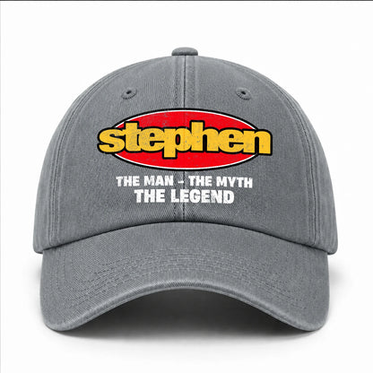 The Man The Myth The Legend Vintage Logo Washed Cap STEPHEN 13K1 C162PF