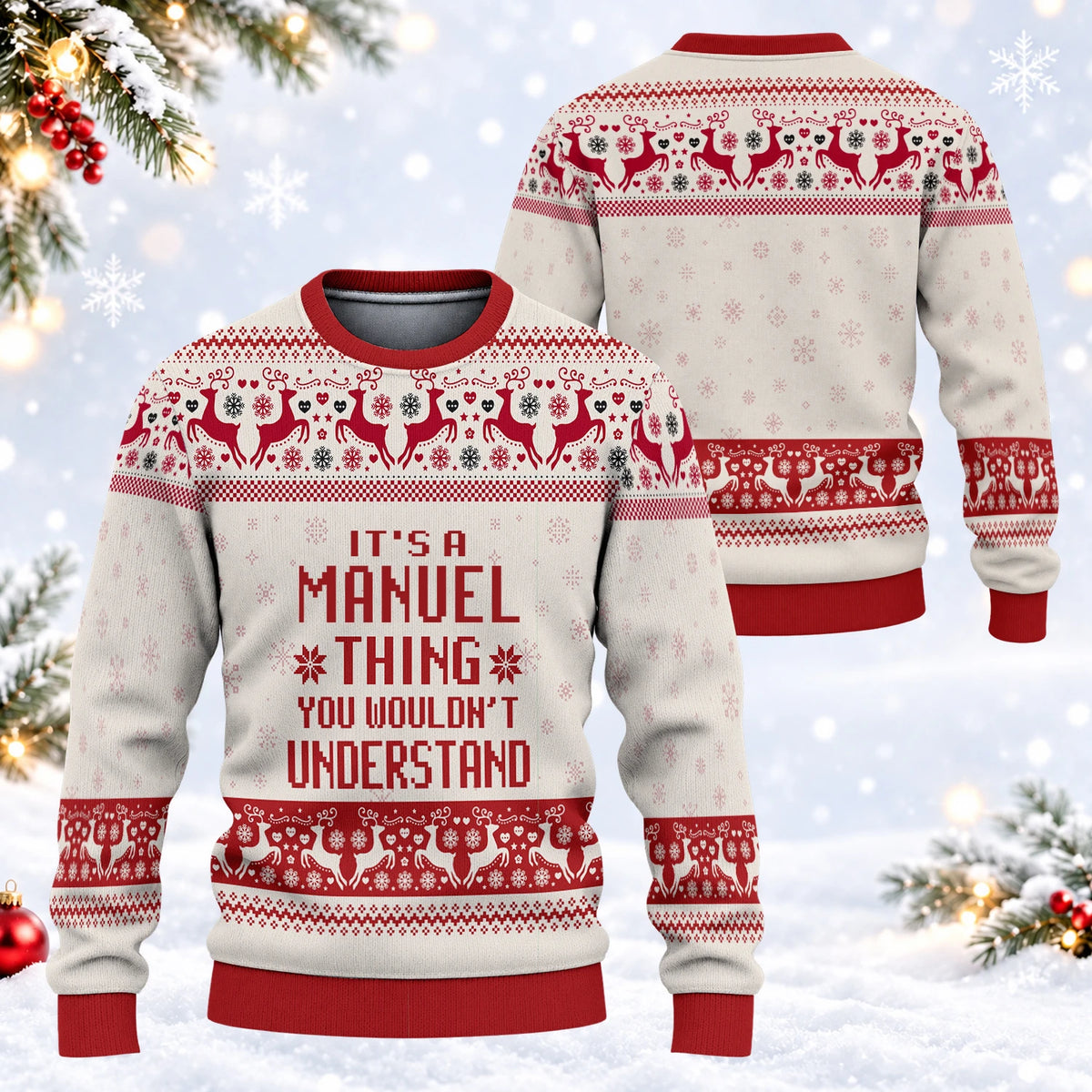 It's A Your Name Thing Red Christmas Ugly Sweater MANUEL 13K1 UG09