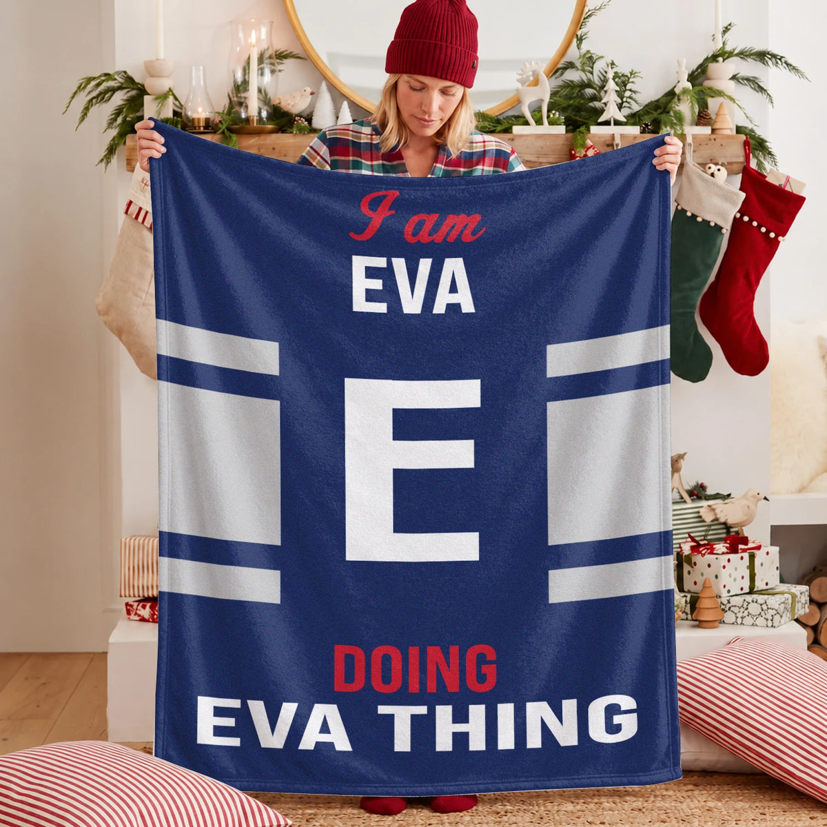 I'm Name Doing Name Things Navy Fleece Blanket EVA 13K1 BK51