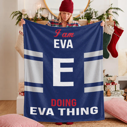 I'm Name Doing Name Things Navy Fleece Blanket EVA 13K1 BK51