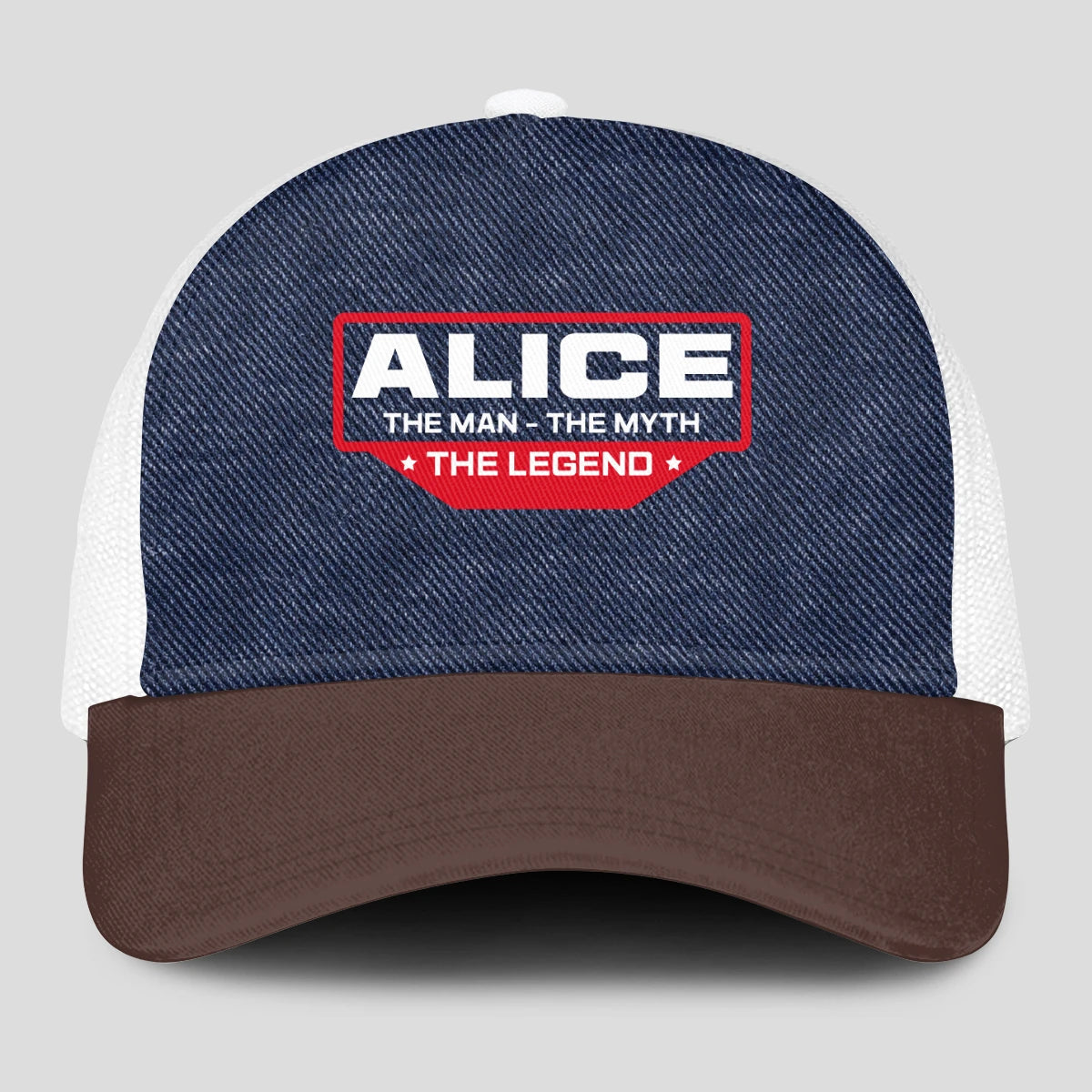 The Man The Myth The Legend Navy Brown And White Mesh Cap ALICE 13K1 C200PF